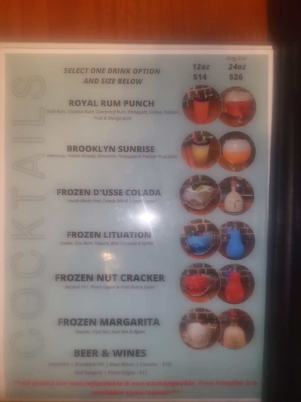 Seafood restaurant menu with sauces and add-ons.
